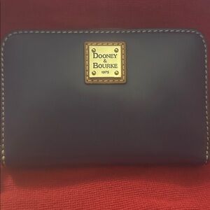 Dooney & Bourke Blue Leather Wallet with Gold Accents